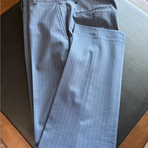 CLEARANCE! Michael Strahan Collection, striped slacks cadet blue/white stripe - Picture 2 of 4